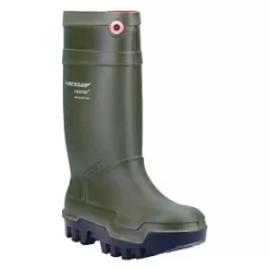 Dunlop Purofort Thermo+ Safety Wellies Green Size 9 - Heavy Duty Thermal Safety Boots