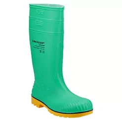 Dunlop Acifort HazGuard Safety Wellies Green Size 6 | Slip-Resistant & Chemical-Resistant Safety Boots