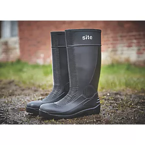 Site Trench Safety Wellies Black Size 9 - Heavy Duty Waterproof Work Boots 3 Site Trench Safety Wellies Black Size 9 - Heavy Duty Waterproof Work Boots - Image 3