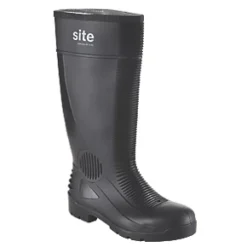 Site Trench Safety Wellies Black Size 9 - Heavy Duty Waterproof Work Boots